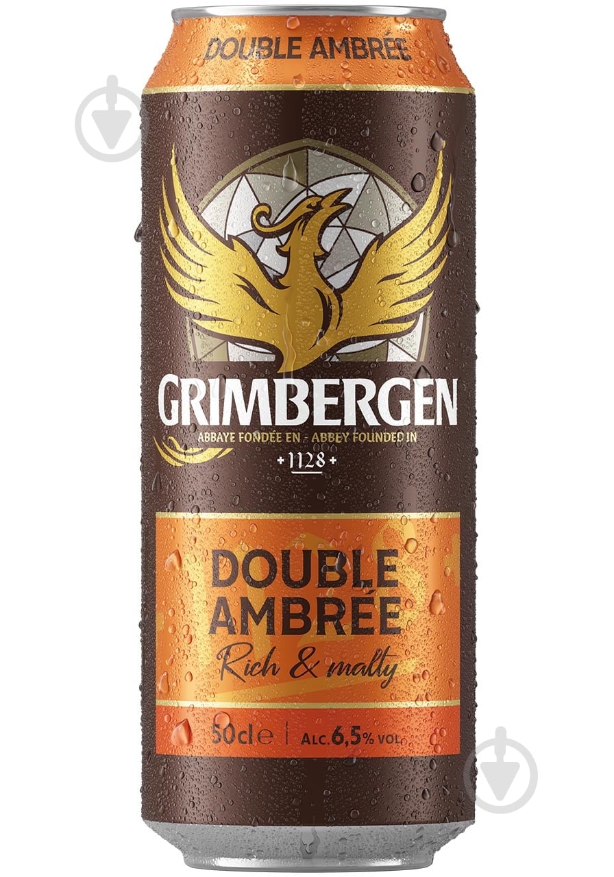 Пиво Grimbergen Double Ambree полутемное фильтрованное ж/б 6,5% 0,5 л - фото 1