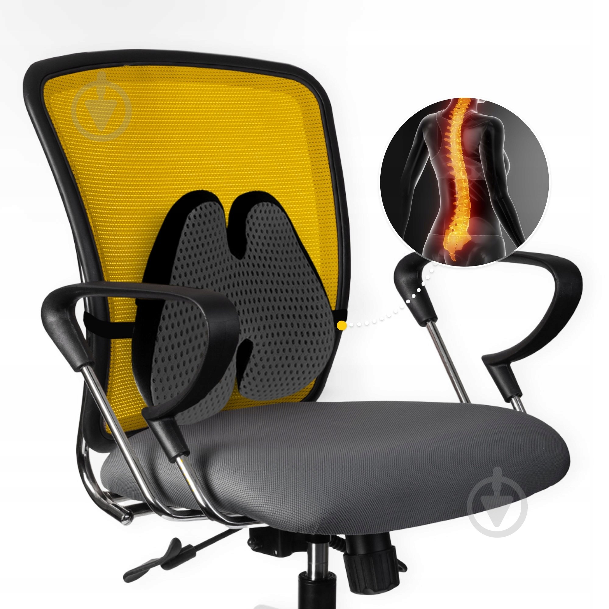 Подушка ортопедическая для спины 41x40 см Black (P-5907739318763) 4fizjo 41x40 см черный - фото 9