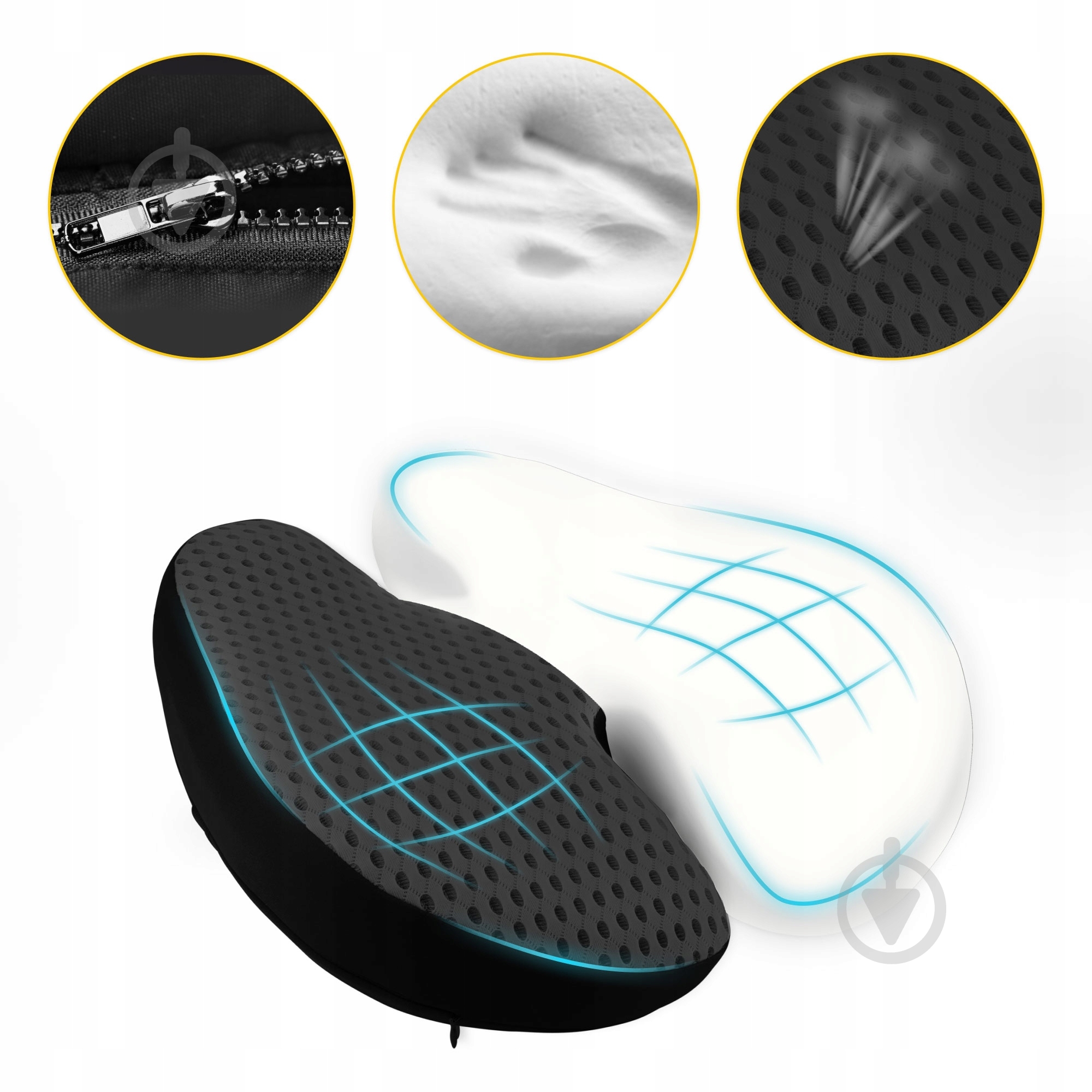 Подушка ортопедическая для спины 41x40 см Black (P-5907739318763) 4fizjo 41x40 см черный - фото 13