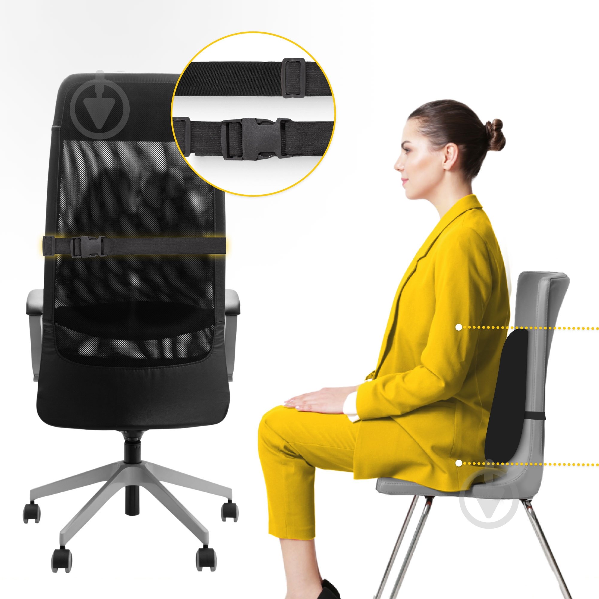 Подушка ортопедическая для спины 41x40 см Black (P-5907739318763) 4fizjo 41x40 см черный - фото 2