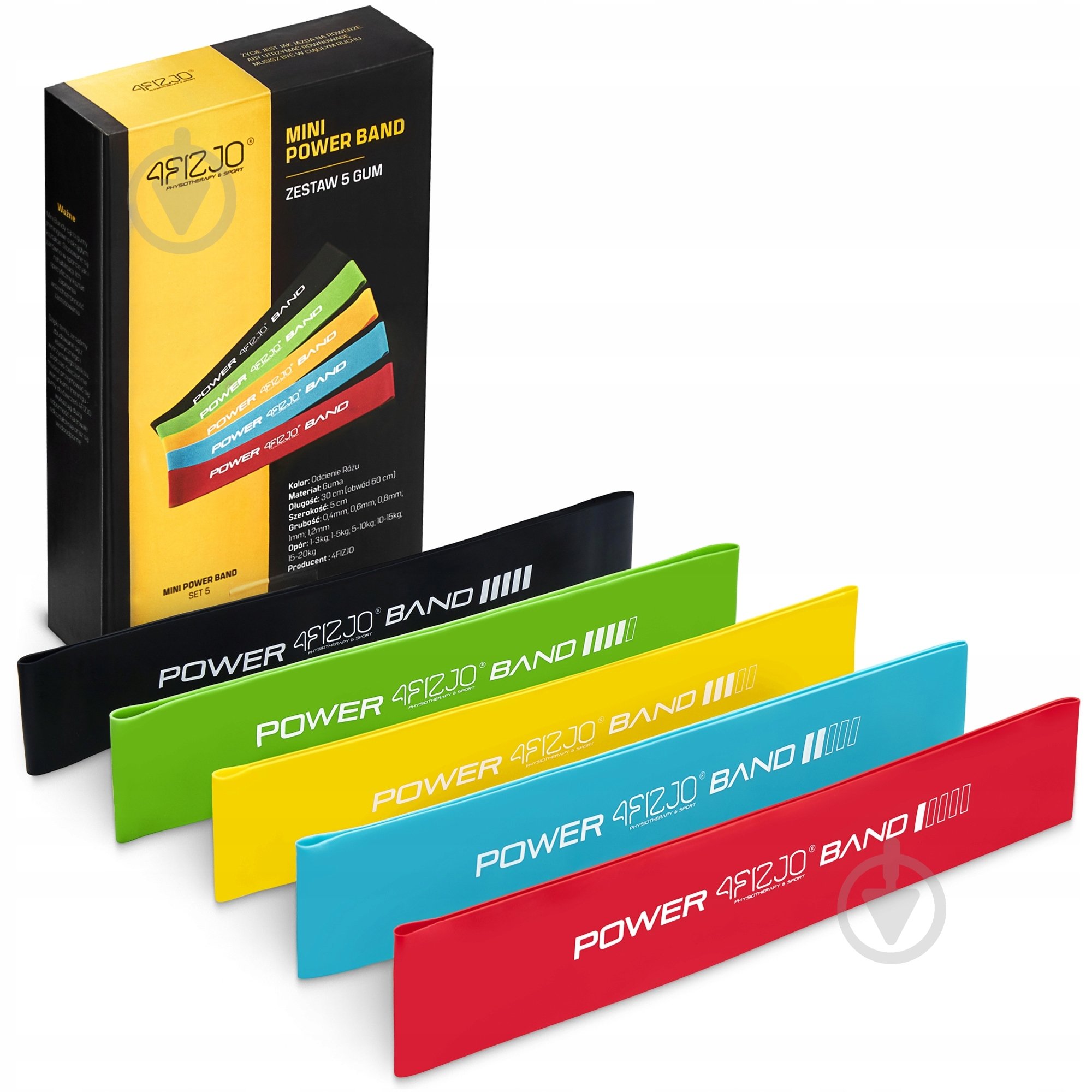 Резинка для фитнеса 4fizjo Mini Power Band 5 шт. 1-20 кг Mix (P-5907222931110) 4FJ1110 разноцветный - фото 1