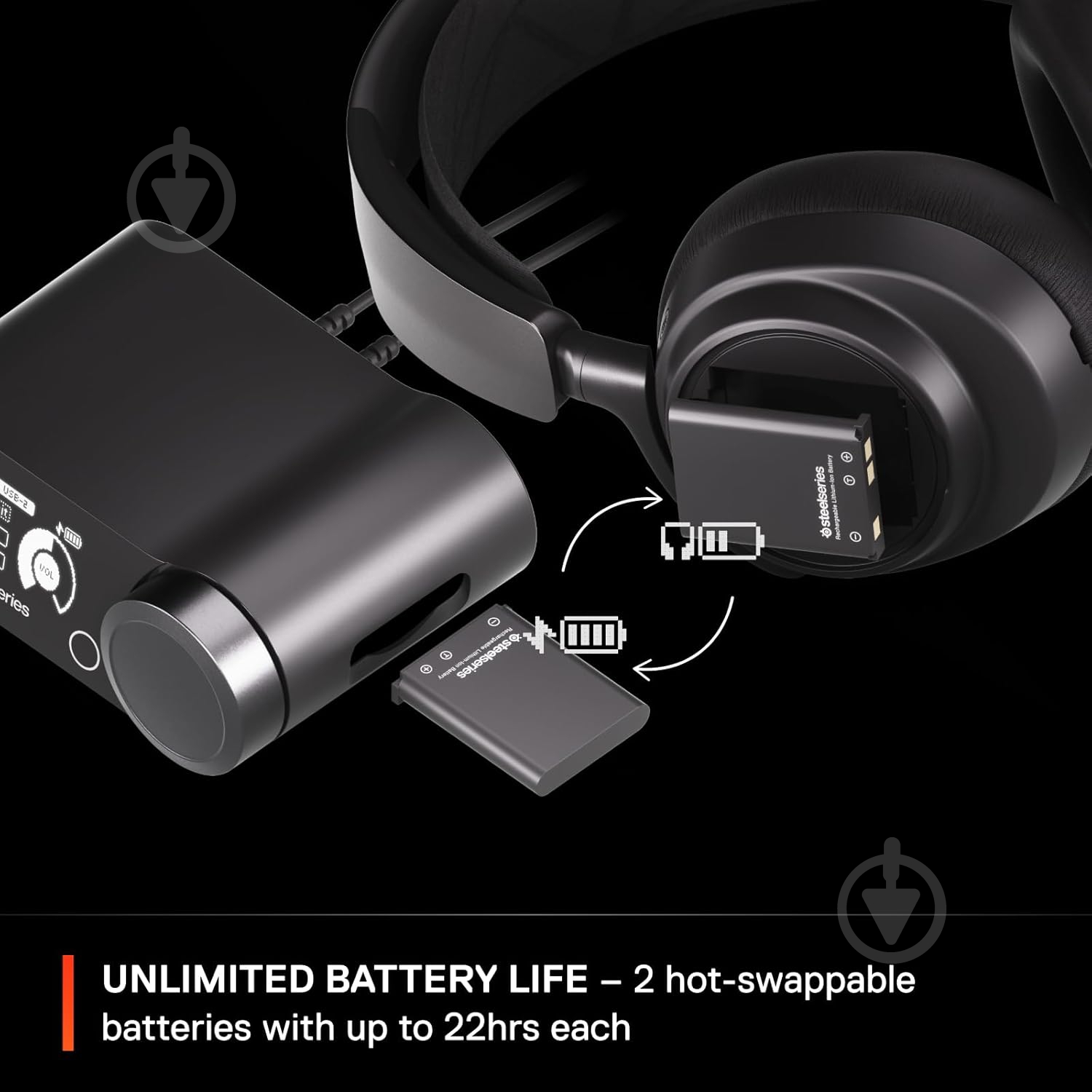 Гарнитура игровая SteelSeries Arctis Nova Pro Wireless black (61522) - фото 8