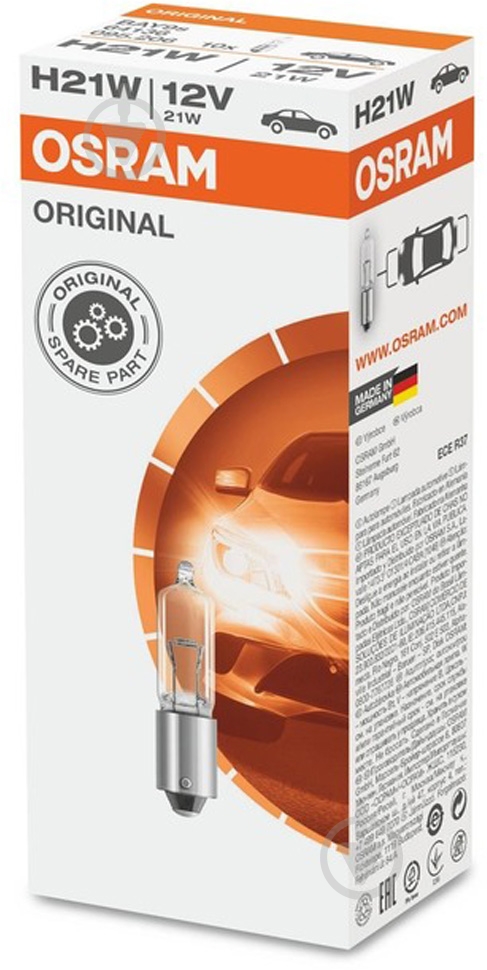 Автолампа галогенна Osram H21W 21 Вт 1 шт. (4008321095190) - фото 2