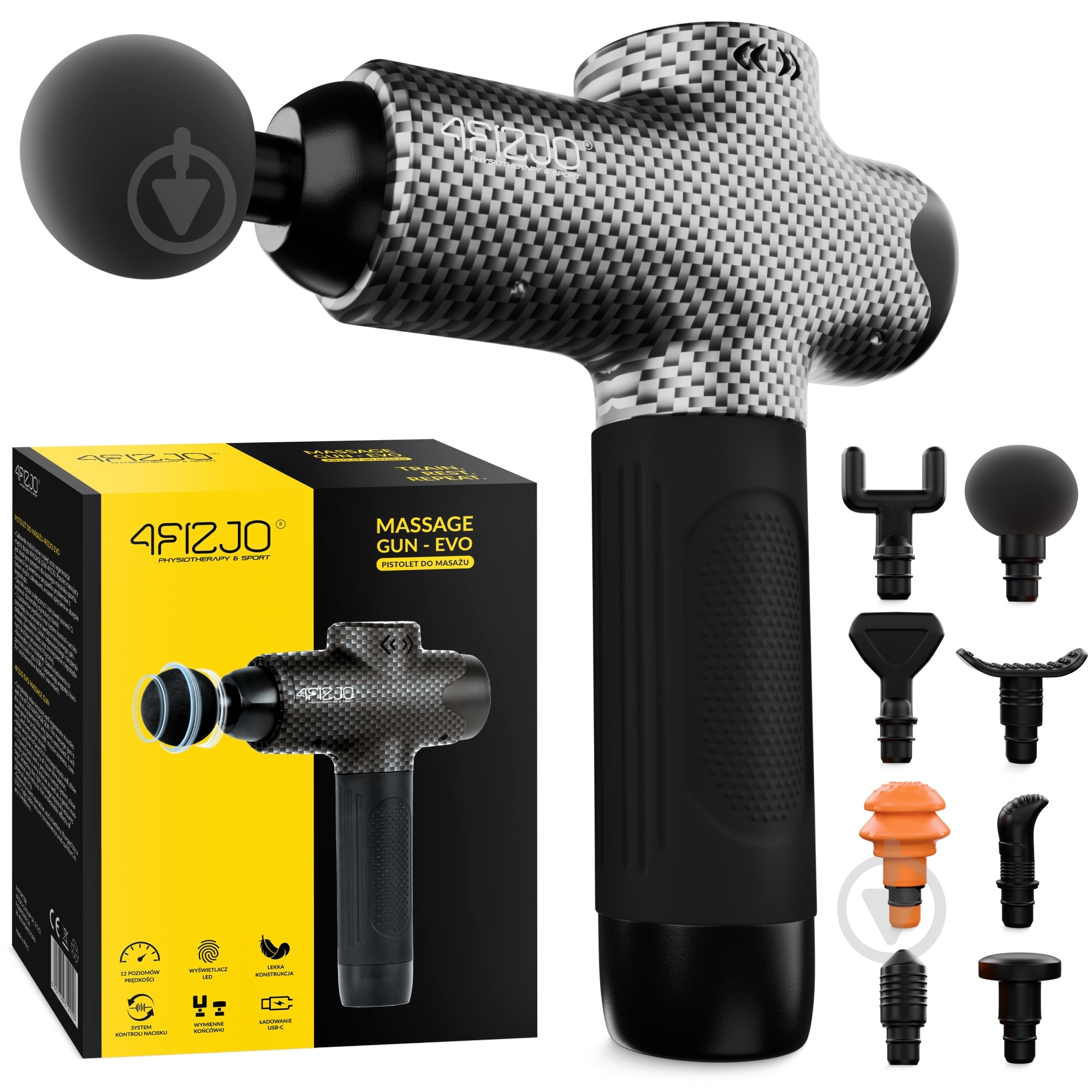 Перкуссионный ручной массажер 4fizjo Massage Gun Evo 30 Вт (P-5907739319920) - фото 1