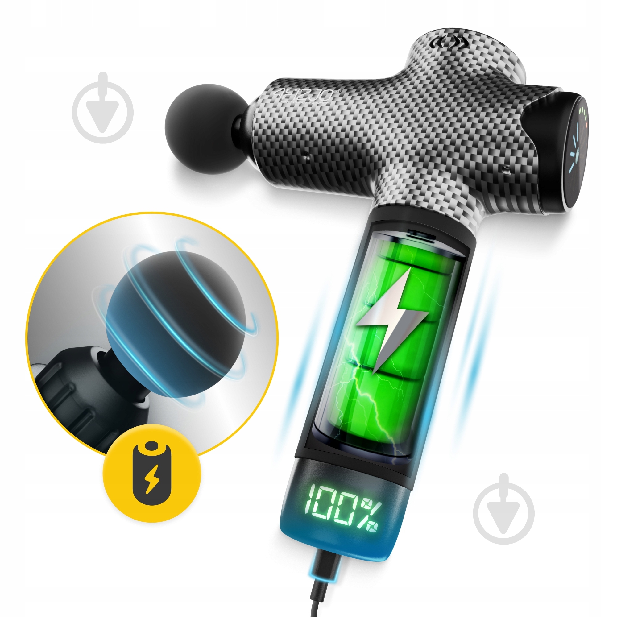 Перкуссионный ручной массажер 4fizjo Massage Gun Evo 30 Вт (P-5907739319920) - фото 9