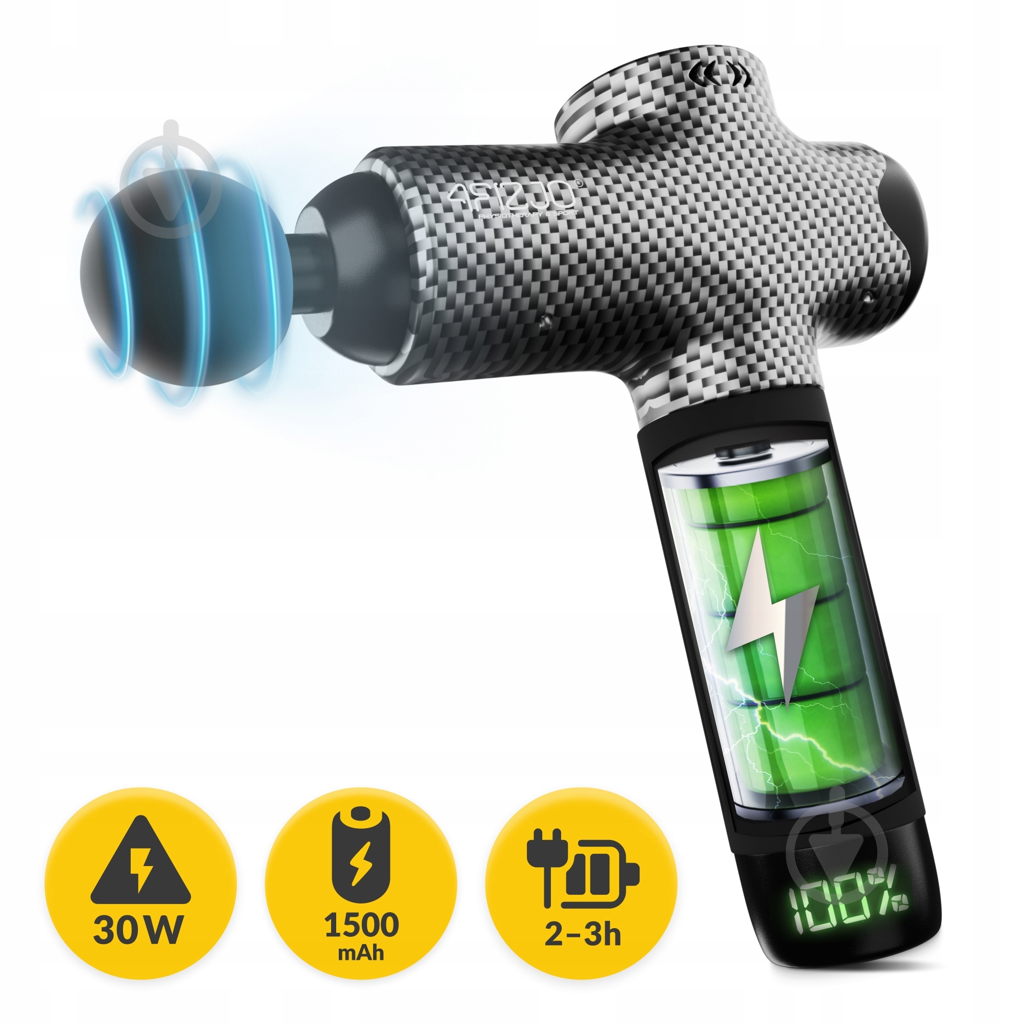 Перкуссионный ручной массажер 4fizjo Massage Gun Evo 30 Вт (P-5907739319920) - фото 11