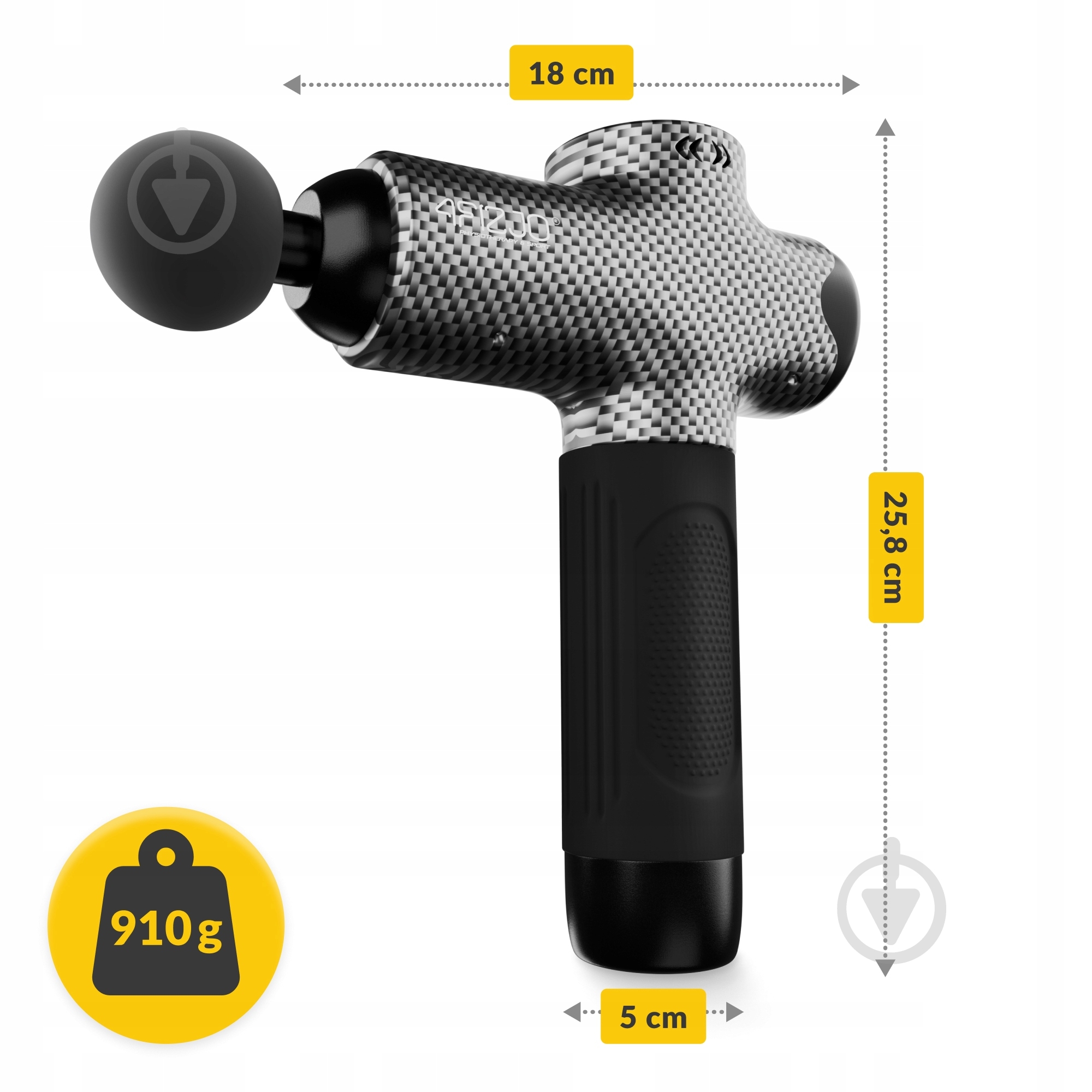 Перкуссионный ручной массажер 4fizjo Massage Gun Evo 30 Вт (P-5907739319920) - фото 2