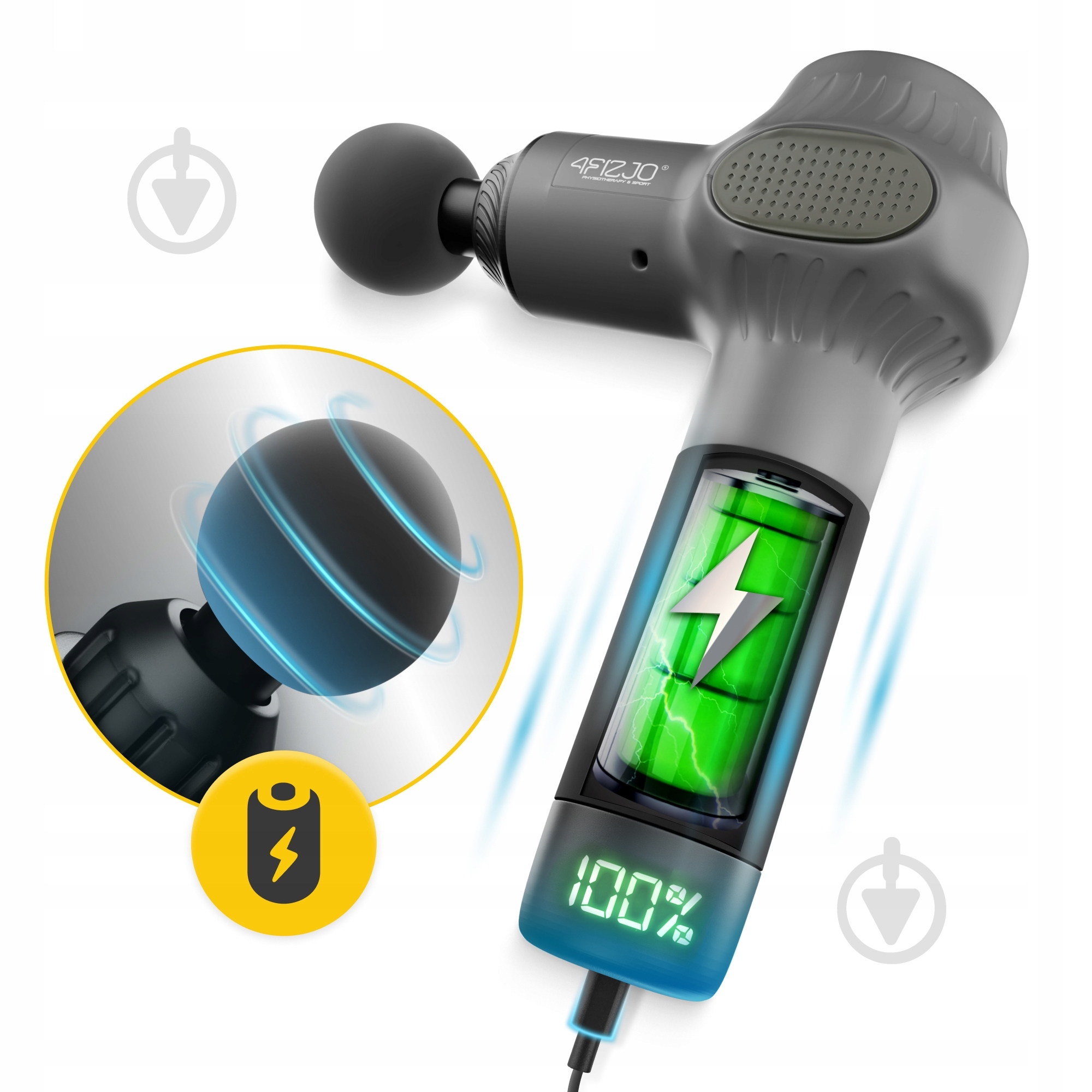 Перкусійний ручний масажер 4fizjo Massage Gun Active 30 Вт (P-5907739319937) - фото 11
