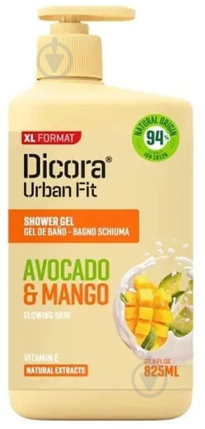 Гель для душа DICORA Urban Fit Манго и авокадо 825 мл - фото 1