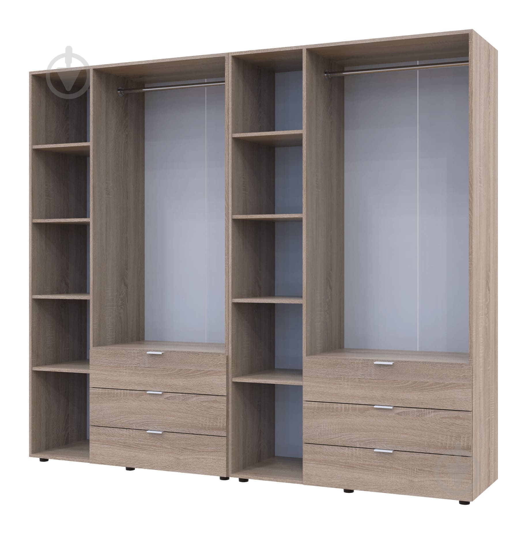 Шкаф для одежды Doros Гелар 3+3 ДСП 2034х2325х495 мм дуб сонома / - фото 3 Шкаф для одежды Doros Гелар 3+3 ДСП 2034х2325х495 мм дуб сонома / - фото 3