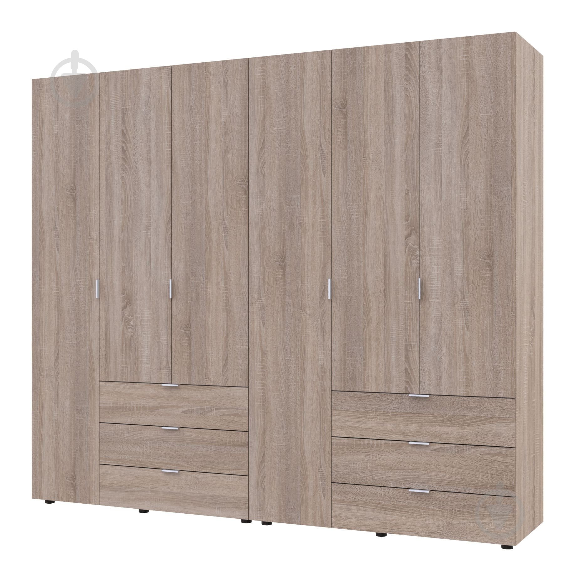 Шкаф для одежды Doros Гелар 3+3 ДСП 2034х2325х495 мм дуб сонома / - фото 1 Шкаф для одежды Doros Гелар 3+3 ДСП 2034х2325х495 мм дуб сонома / - фото 1