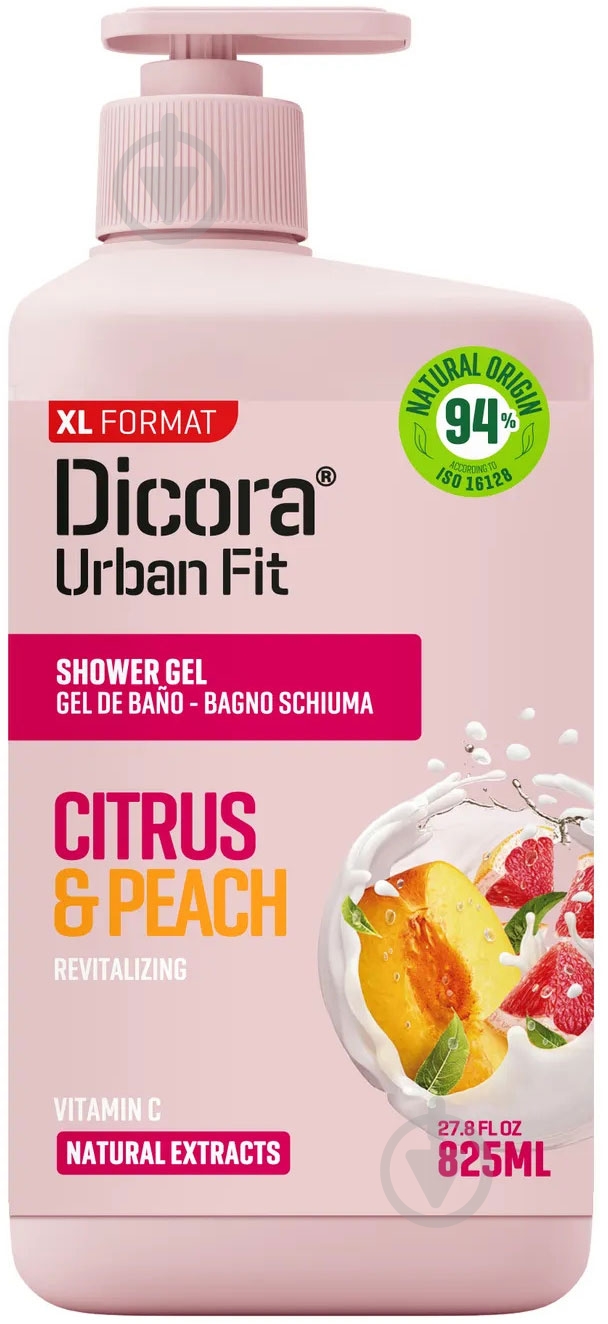 Гель для душу DICORA Urban Fit Цитрус та персик 825 мл - фото 1