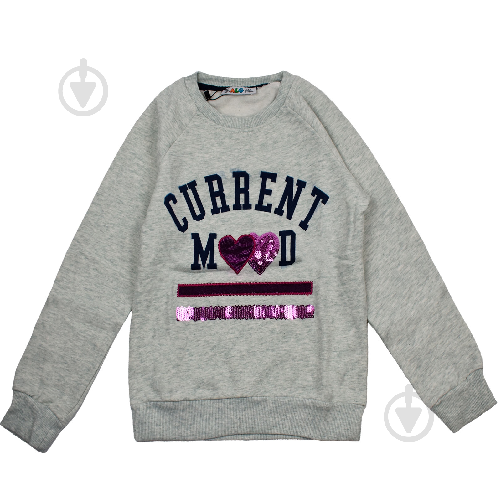 Свитшот для девочки ALG 68646 р.122 серо-зеленый - фото 1 Свитшот для девочки ALG 68646 р.122 серо-зеленый - фото 1