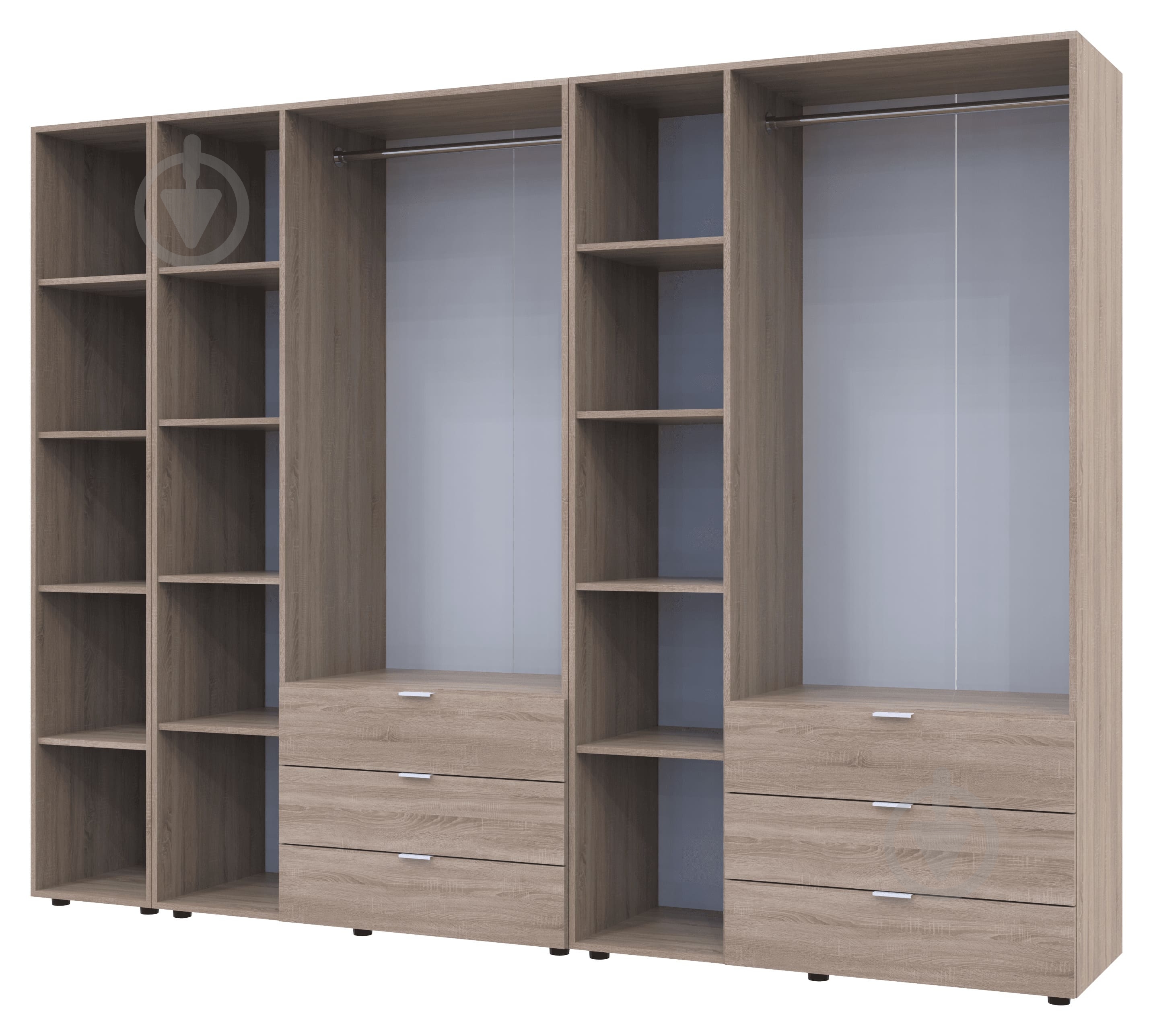 Шкаф для одежды Doros Гелар с Этажеркой 3+3 ДСП 2034х2706х495 мм дуб сонома / - фото 4 Шкаф для одежды Doros Гелар с Этажеркой 3+3 ДСП 2034х2706х495 мм дуб сонома / - фото 4