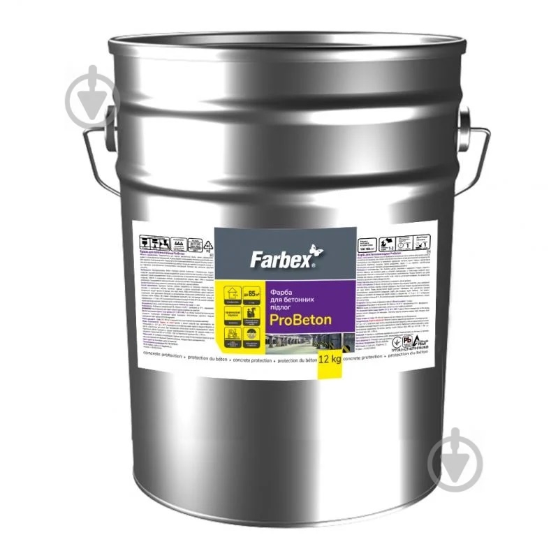 Краска для бетонных полов и бетона акриловая Farbex ProBeton мат жёлтый 12 л 12 кг - фото 1