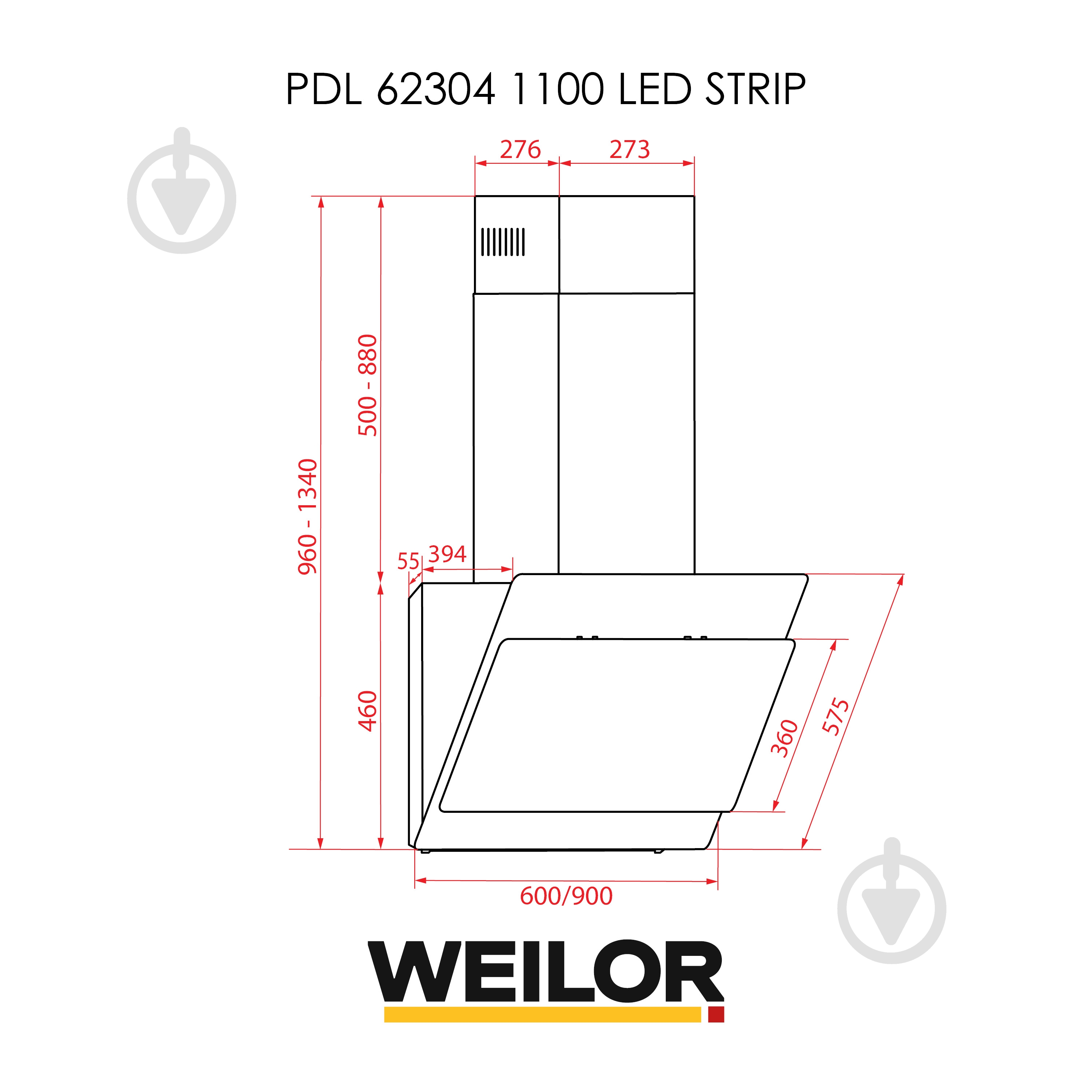 Вытяжка WEILOR PDL 62304 BL 1100 LED Strip - фото 16