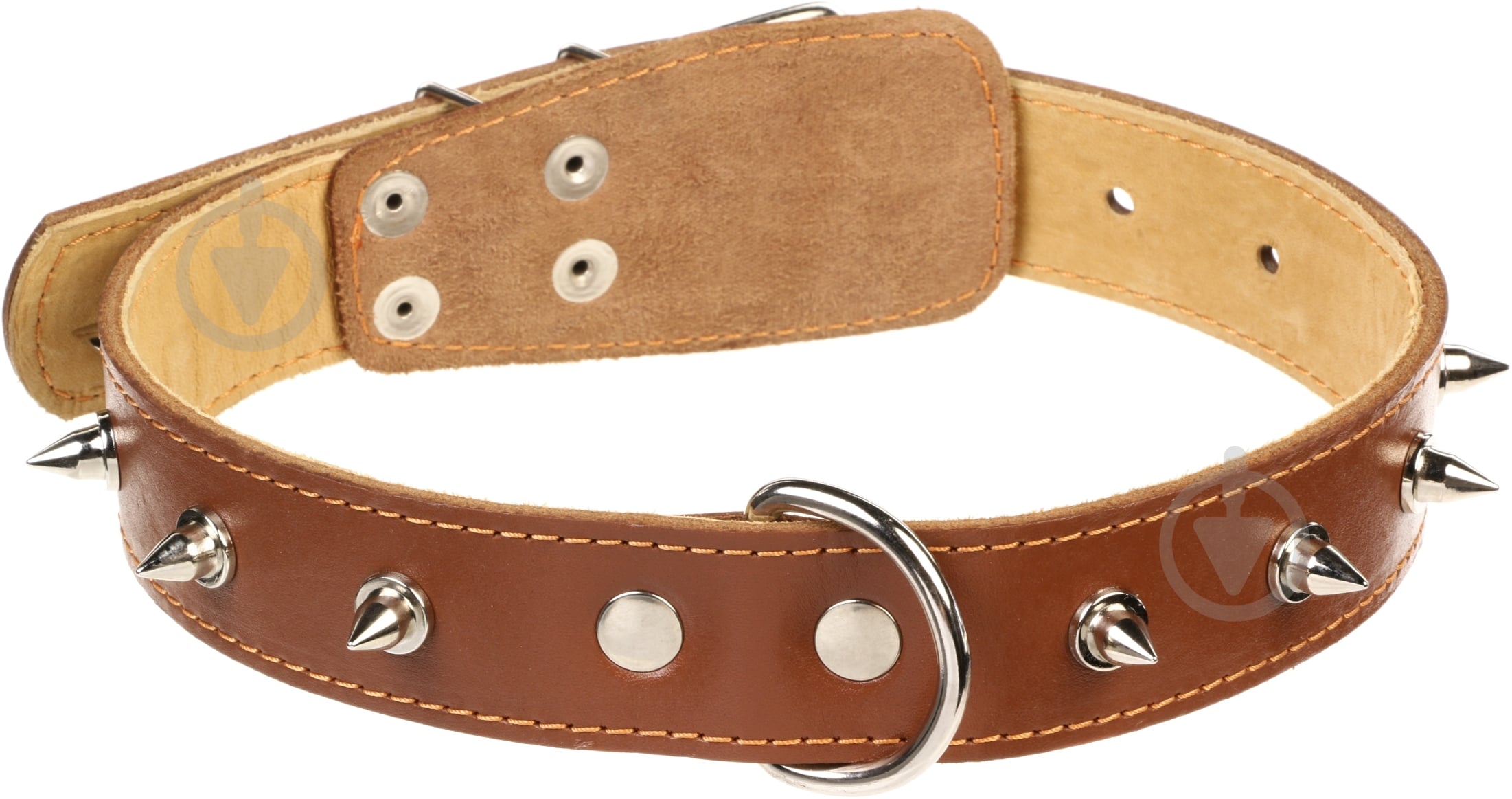 Ошейник Collar двойной с шипами 3,5х48-63 см коричневый - фото 2