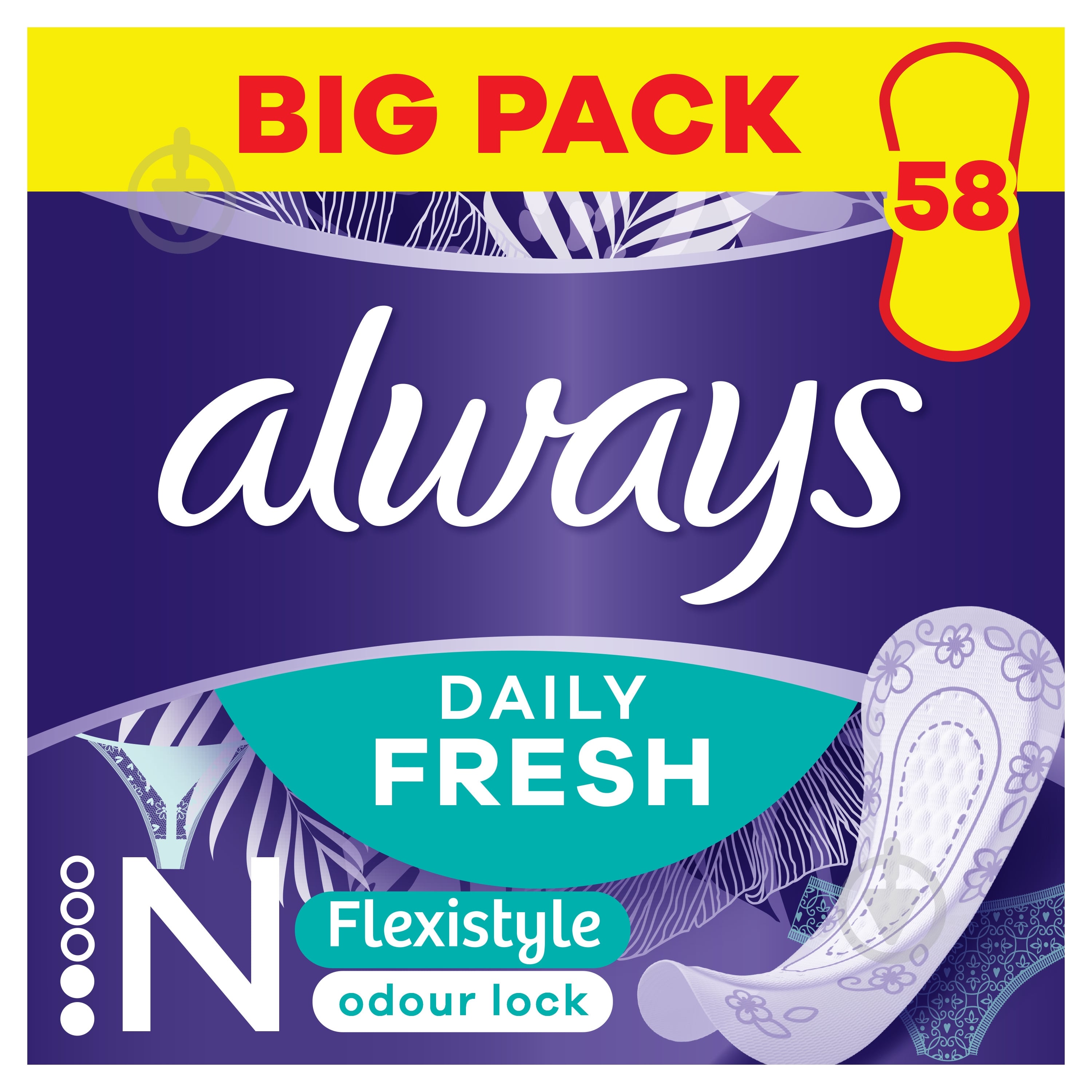 Прокладки ежедневные Always Daily Fresh Normal Flexistyle 58 шт. - фото 1 Прокладки ежедневные Always Daily Fresh Normal Flexistyle 58 шт. - фото 1
