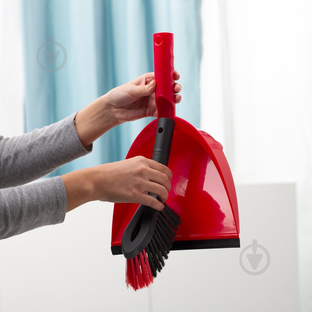 Совок со щеткой Dustpan Vileda 37 см красный - фото 2
