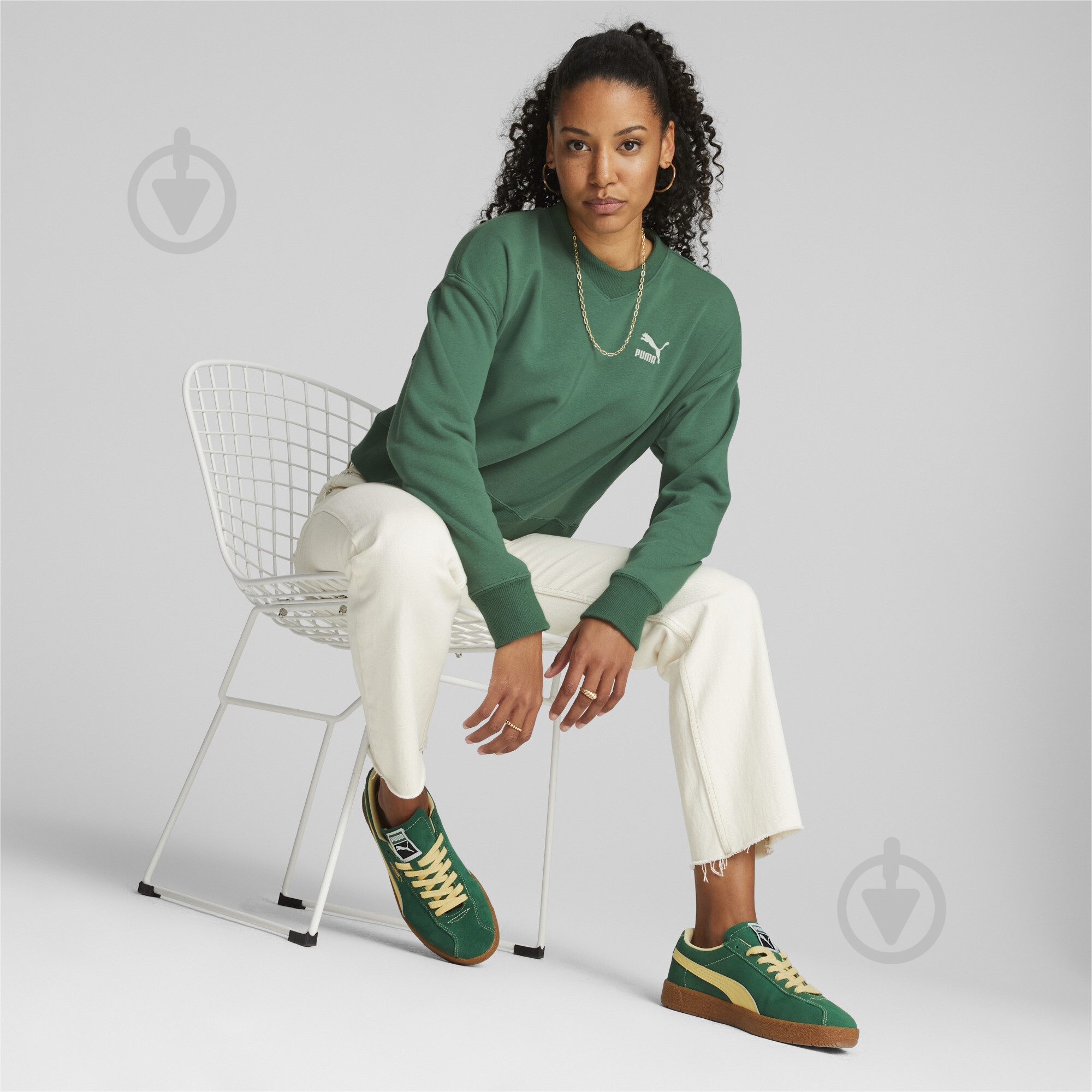 Свитшот Puma CLASSICS CREW TR 53806037 р.M зеленый - фото 5