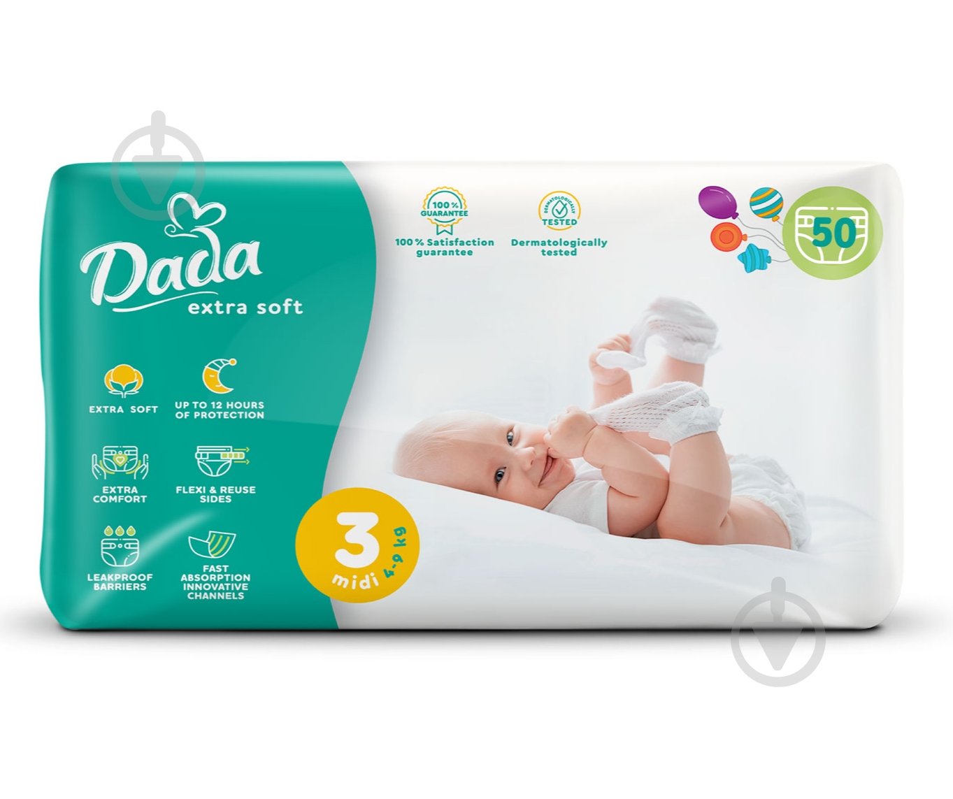Підгузки Dada Extra Soft Midi 3 4-9 кг 50 шт. - фото 1