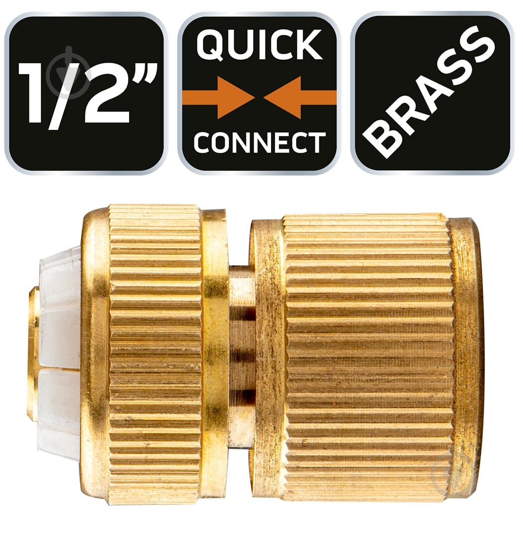 Коннектор NEO tools 1/2" латунь (15-730) - фото 2 Коннектор NEO tools 1/2" латунь (15-730) - фото 2