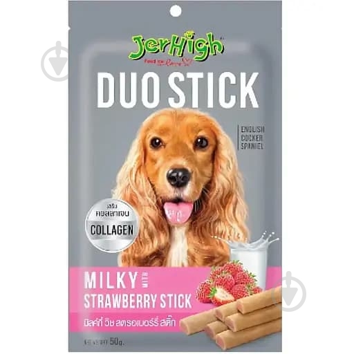 Лакомство JerHigh двойные молочные палочки с клубникой 50 г - фото 1 Лакомство JerHigh двойные молочные палочки с клубникой 50 г - фото 1