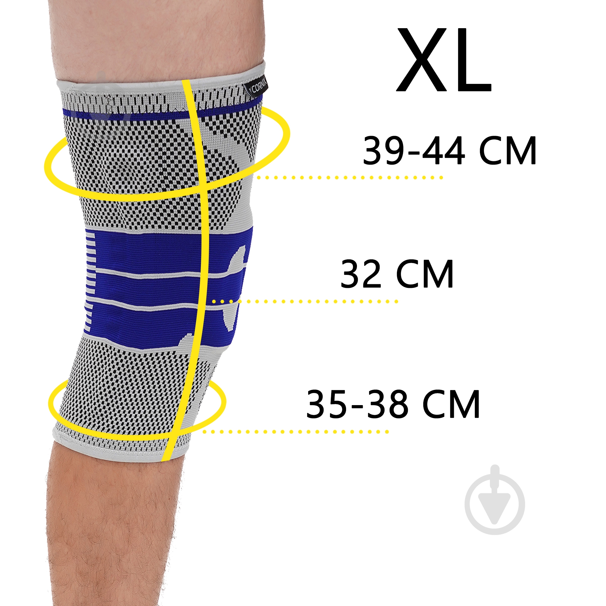 Бандаж для коліна Фіксатор (бандаж) для коліна Cornix 3D 1 шт XR-0204 Size XL Cornix XR-0204 р. XL сірийсиній - фото 5