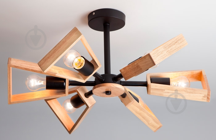 ВІТРИНА! Люстра стельова Strotskis Klark 6x40 Вт E27 чорний/бежевий 70056/6 - фото 3