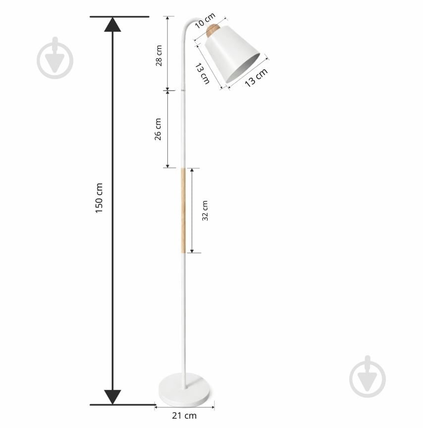 Торшер Berger 40 Вт E27 белый 1060-FL-1 White - фото 2