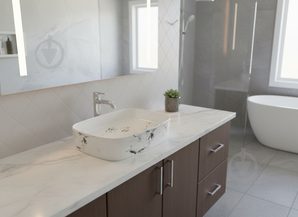 Умывальник Mixxen Montana белый-мрамор 50x37x13,5см MXWE0825CU - фото 3 Умывальник Mixxen Montana белый-мрамор 50x37x13,5см MXWE0825CU - фото 3