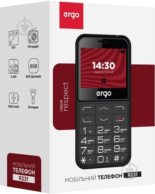 Мобильный телефон Ergo R231 Dual Sim black R231 Dual Sim (black) - фото 7