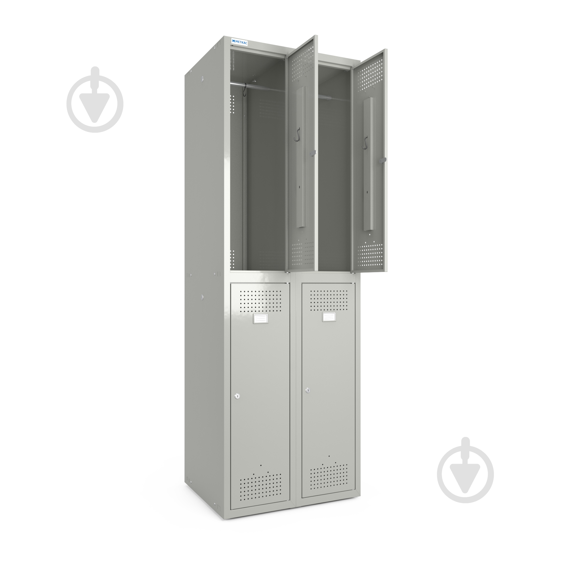 Шкаф Меткас металлический окрашенный для одежды двойной 300/2-4, 1800х600х500мм - фото 1