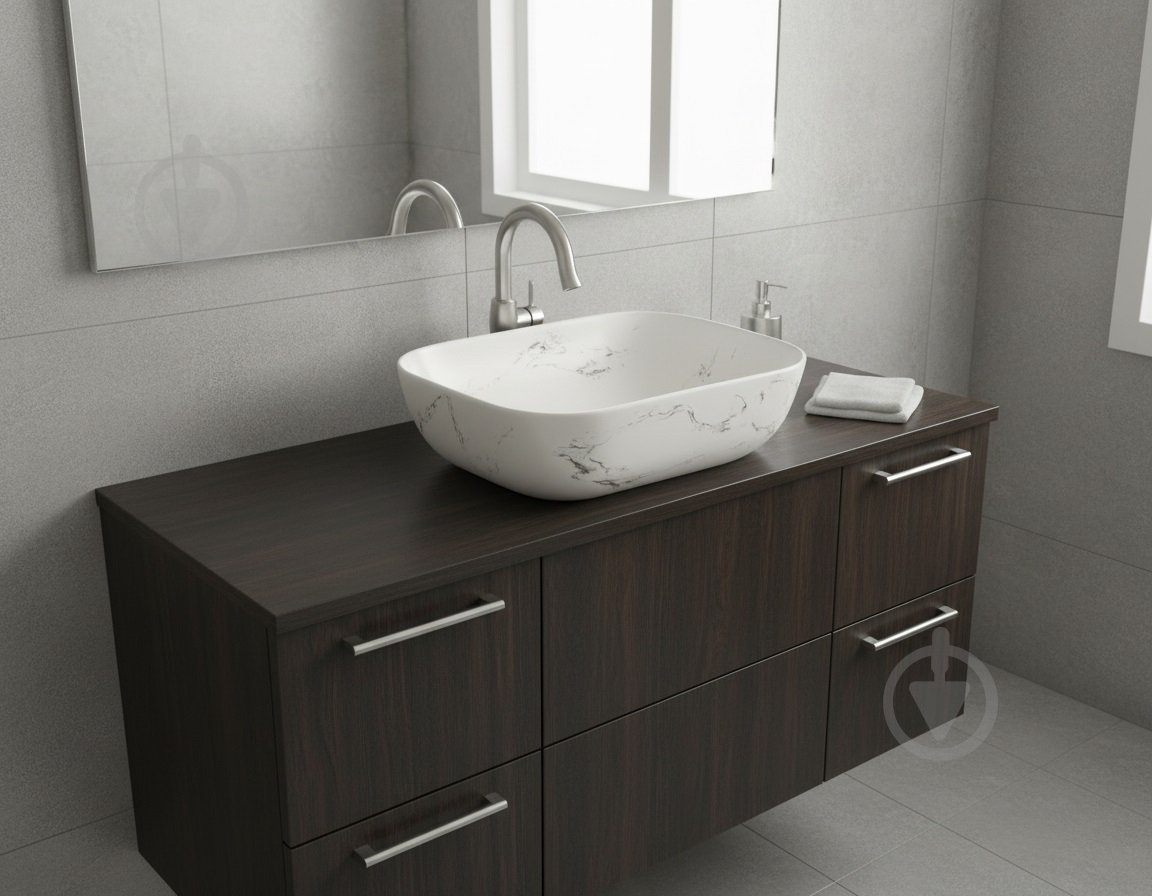 Умывальник Mixxen Thomas белый-мрамор 45,5x32x13,5см MXWE0823CU - фото 3 Умывальник Mixxen Thomas белый-мрамор 45,5x32x13,5см MXWE0823CU - фото 3