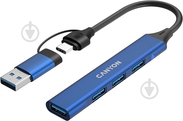 USB-хаб Canyon DS-02 4in1 USB-A/C Blue (CNS-TDS02BL) - фото 1