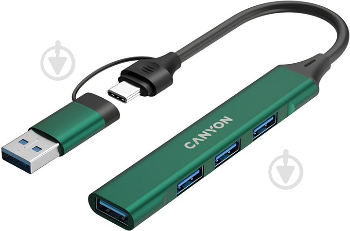 USB-хаб Canyon DS-02 4in1 USB-A/C Green (CNS-TDS02GR) - фото 1