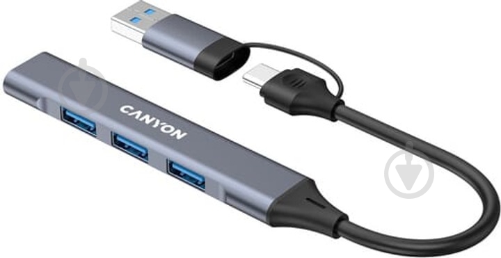 USB-хаб Canyon DS-02 4in1 USB-A/C Grey (CNS-TDS02G) - фото 3