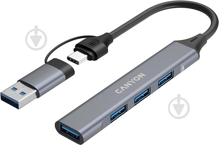 USB-хаб Canyon DS-02 4in1 USB-A/C Grey (CNS-TDS02G) - фото 1