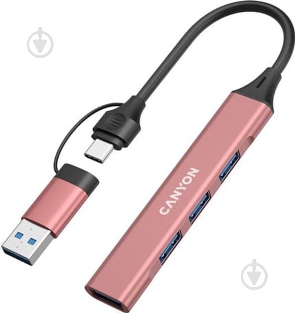 USB-хаб Canyon DS-02 4in1 USB-A/C Pink (CNS-TDS02P) - фото 2