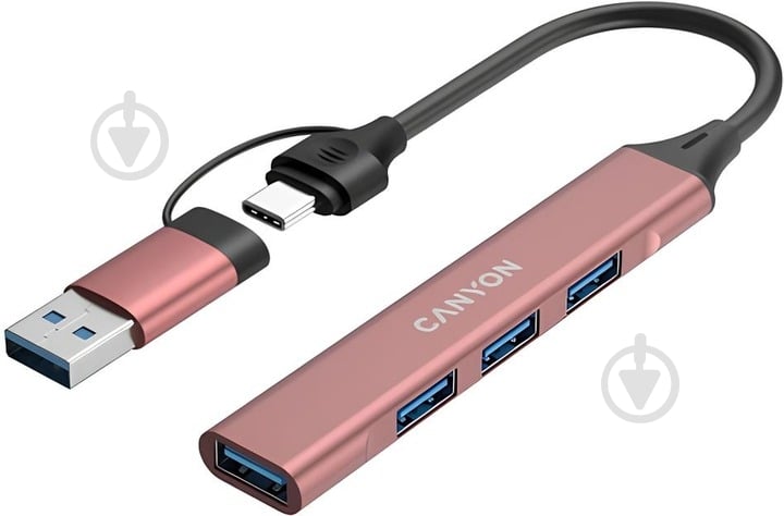 USB-хаб Canyon DS-02 4in1 USB-A/C Pink (CNS-TDS02P) - фото 1