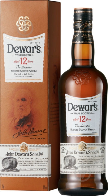 Виски Dewar's 12 лет выдержки в подарочной упаковке 1 л - фото 1