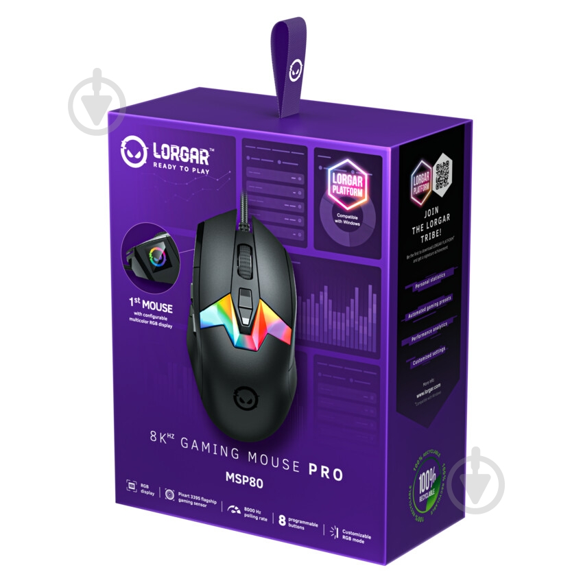 Мышка LORGAR MSP80 Wired Gaming Mouse Pro black (LRG-MSP80-BK) - фото 11