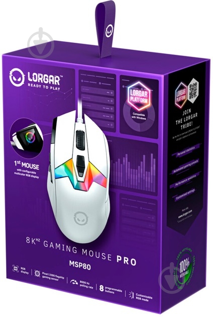 Мышка LORGAR MSP80 Wired Gaming Mouse Pro white (LRG-MSP80-WH) - фото 27