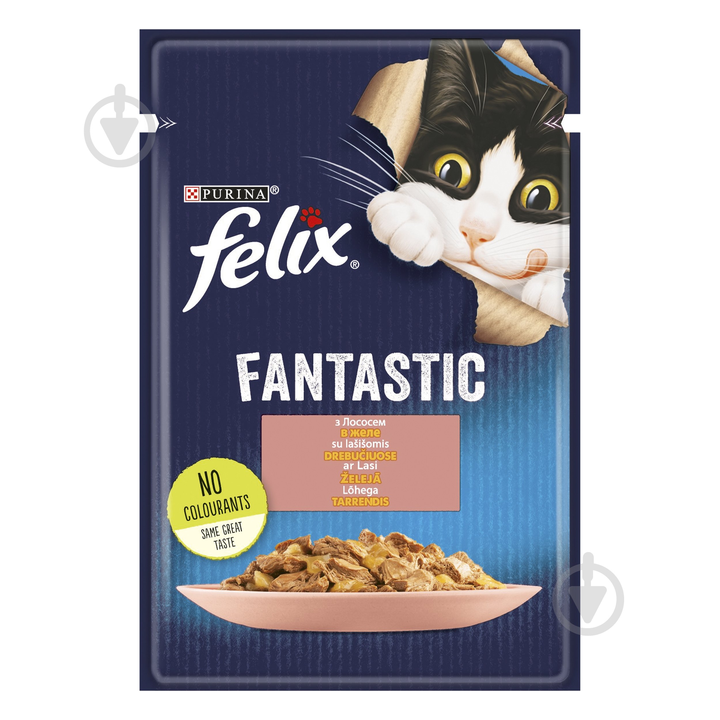 Корм вологий для котів FELIX by Purina Fantastic з лососем в желе 85 г - фото 1 Корм вологий для котів FELIX by Purina Fantastic з лососем в желе 85 г - фото 1