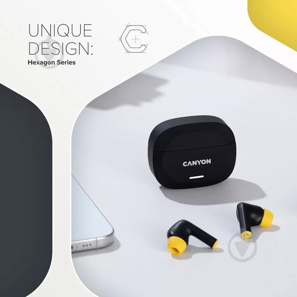Навушники Canyon Hexagon 7 black/yellow (CNS-TWS7BY) - фото 13
