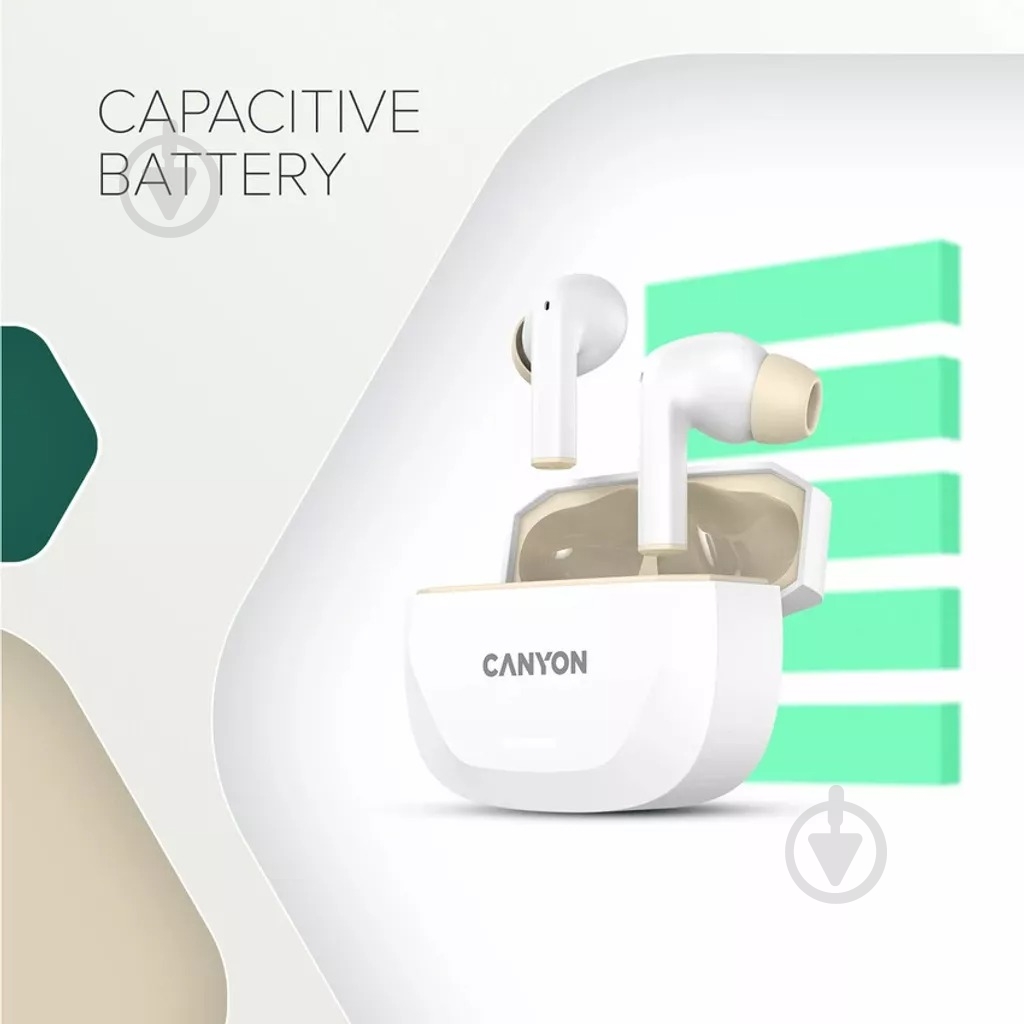 Навушники Canyon Hexagon 7 white/beige (CNS-TWS7WB) - фото 4