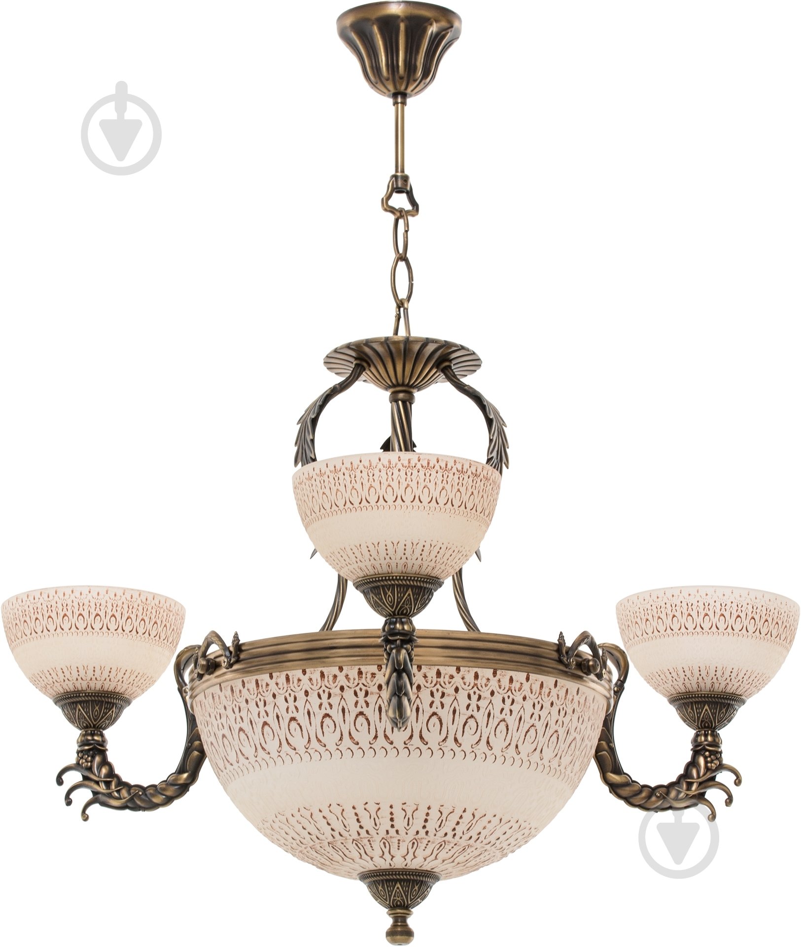 Люстра подвесная Bussy Аккра 3х60 Вт Е27 3х40 Вт Е14 античная бронза 3084-52-03 - фото 1
