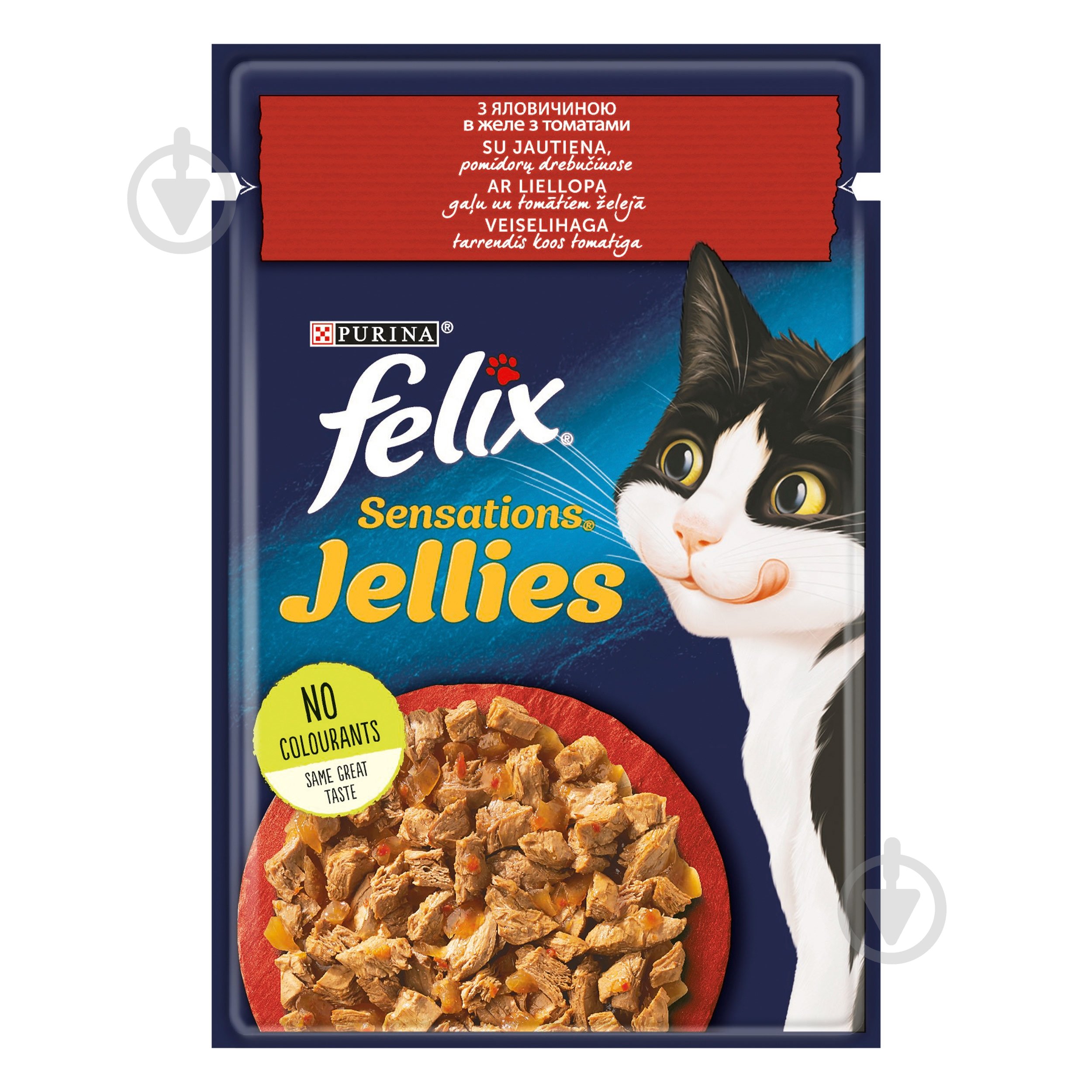 Корм вологий для котів FELIX by Purina Sensations із яловичиною та томатами в желе 85 г - фото 1