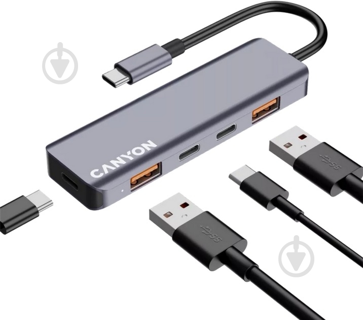 USB-хаб Canyon DS-18 5in1 USB-C Grey (CNS-TDS18) - фото 4 USB-хаб Canyon DS-18 5in1 USB-C Grey (CNS-TDS18) - фото 4