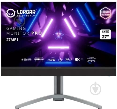 Монітор LORGAR 27MP1 UHD MiniLED 1ms IPS 160Hz 27" (LRG-27MP1U160-GY) - фото 1